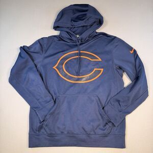 Chicago Bears Hoodie Mens Medium Blue Sweatshirt Nike Pullover “C” Graphic EUC